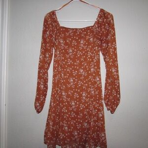 Floral long sleeve mini dress